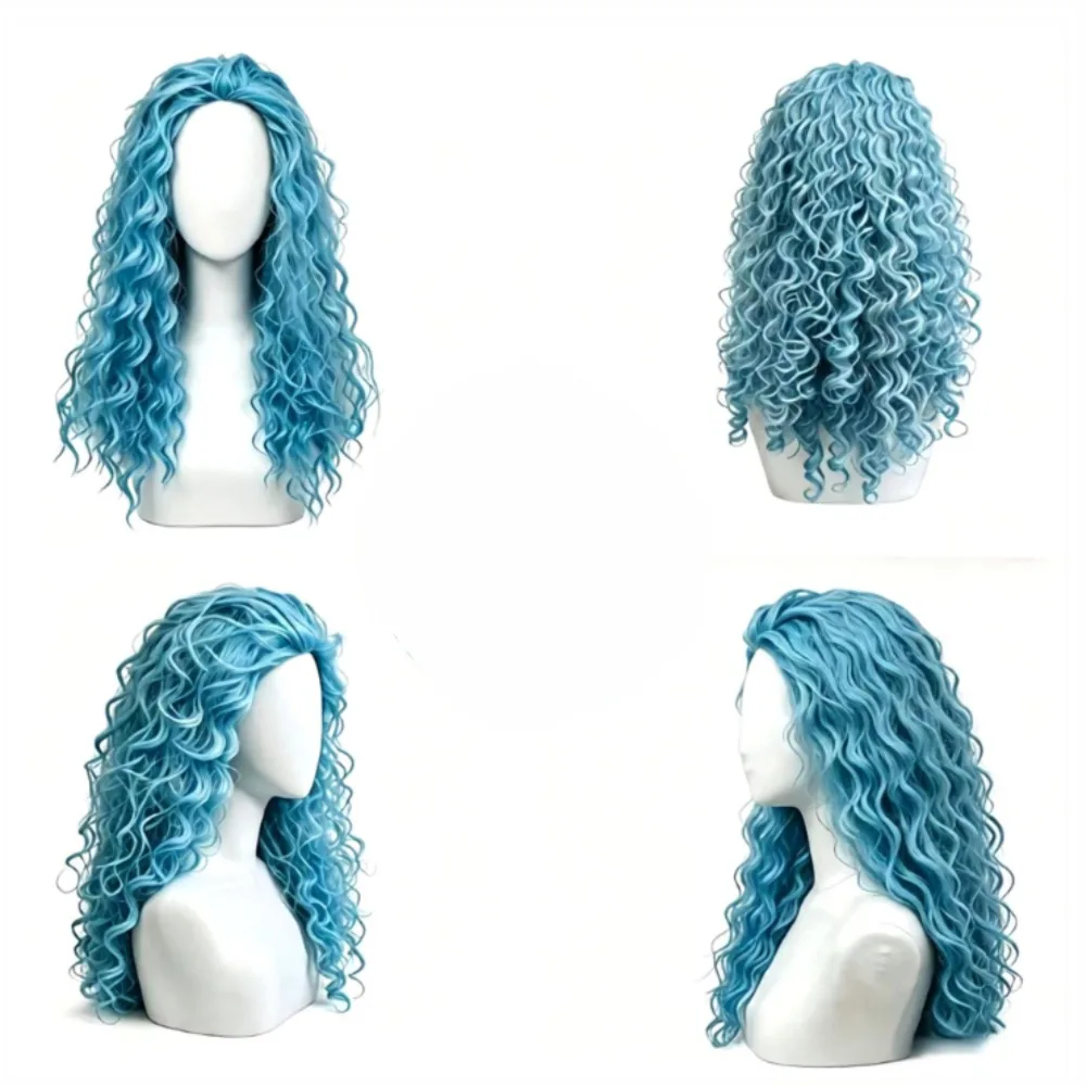 2026 Red Blue Long Curly Synth - Women'S Red Accessories ulasan dan harga