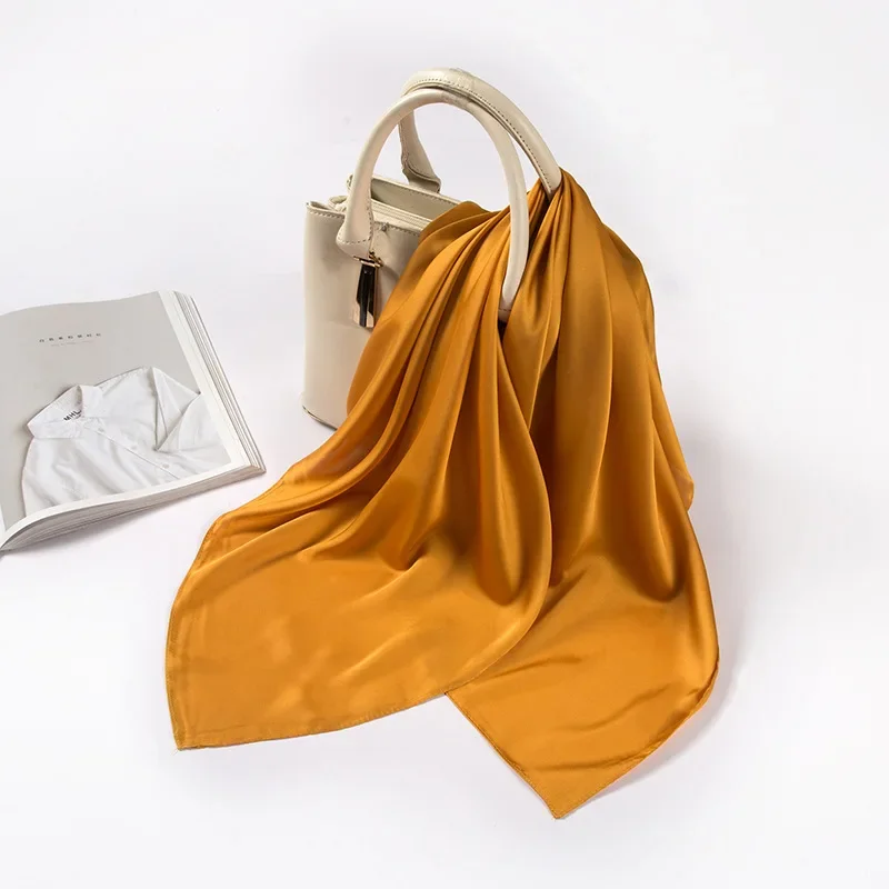 Satin Scarf Women 70cm Solid C - Silk Scarf Square ulasan dan harga