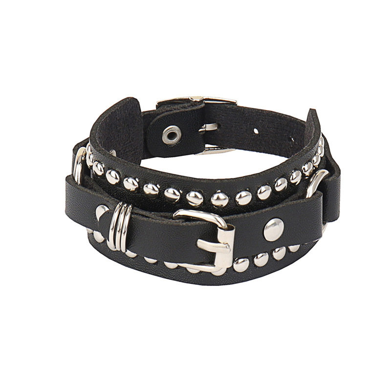 Goth Black Leather Wristband B - Women'S Emo Accessories ulasan dan harga