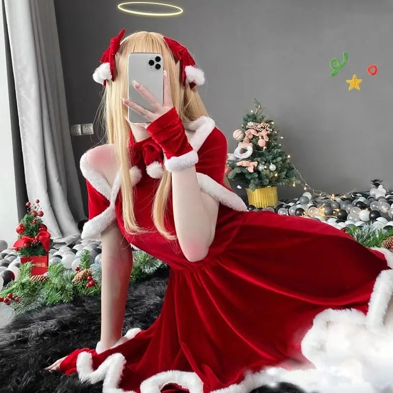 Christmas Cosplay Costume Dres - Women'S Red Accessories ulasan dan harga