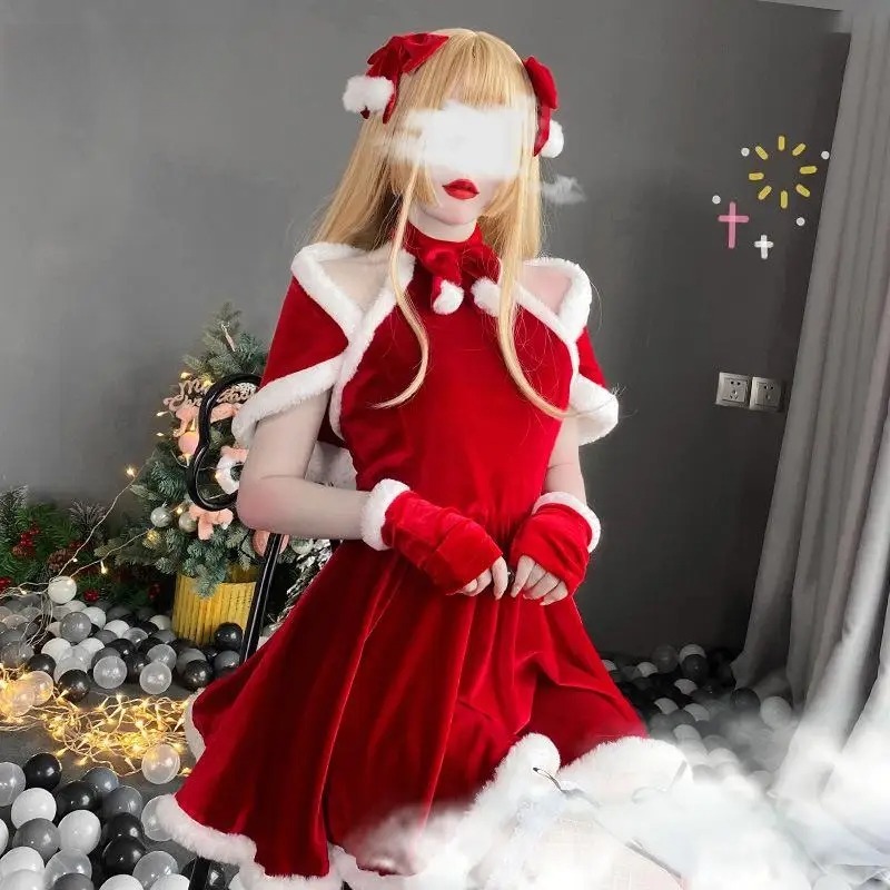 Christmas Cosplay Costume Dres - Women'S Red Accessories ulasan dan harga