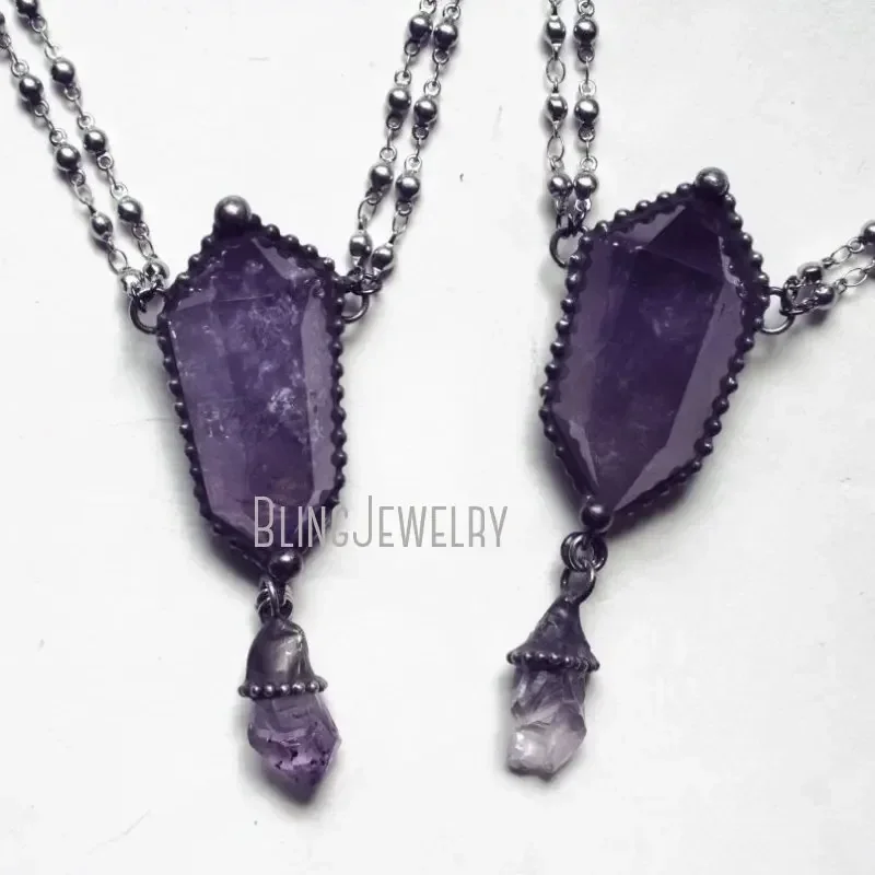 10pcs Amethyst Crystal Necklac - Women'S Emo Accessories ulasan dan harga