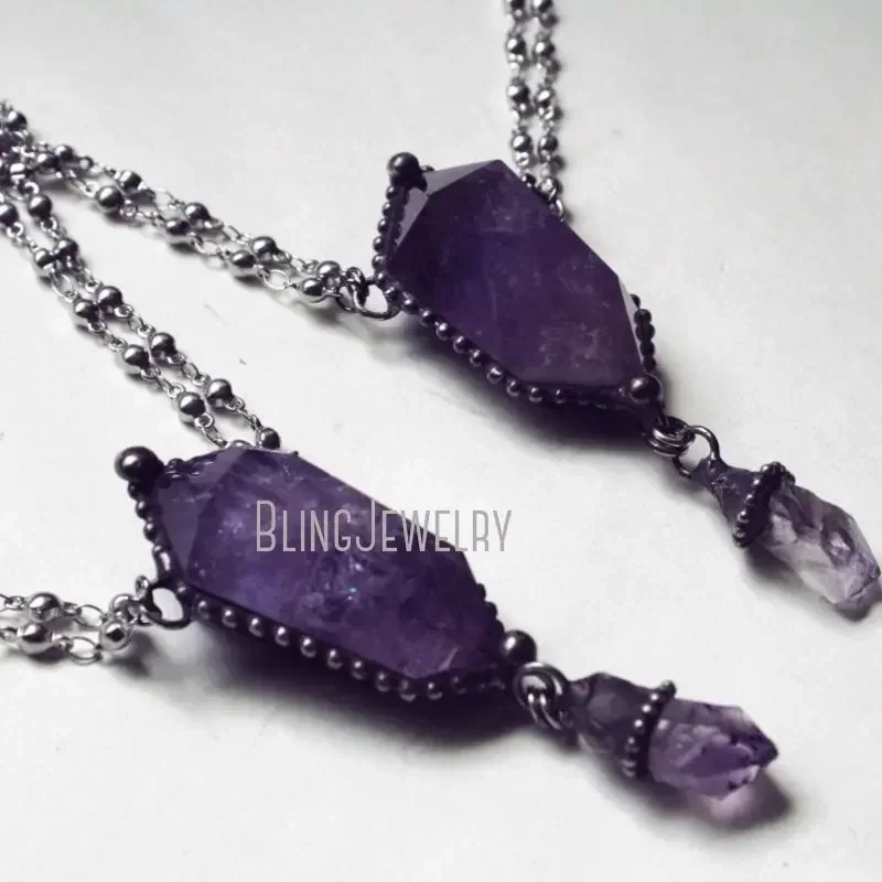 10pcs Amethyst Crystal Necklac - Women'S Emo Accessories ulasan dan harga