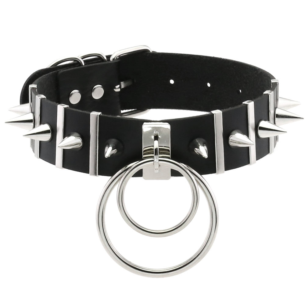 Big Spikes Choker Leather Coll - Women'S Emo Accessories ulasan dan harga