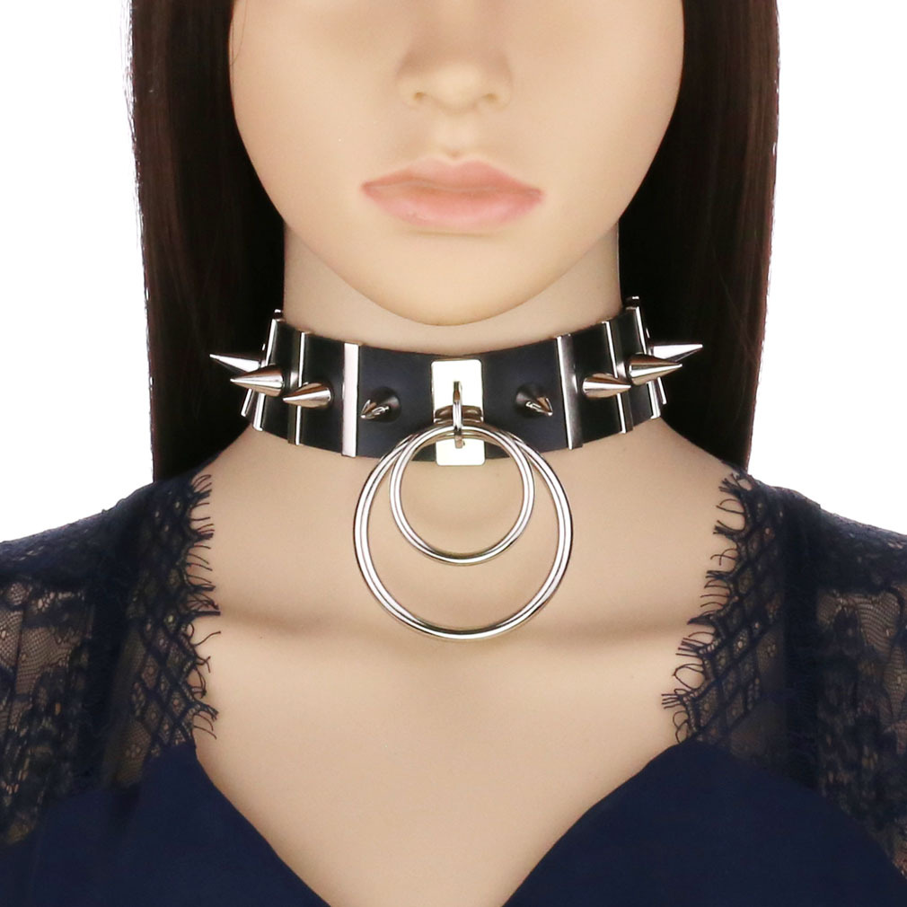 Big Spikes Choker Leather Coll - Women'S Emo Accessories ulasan dan harga