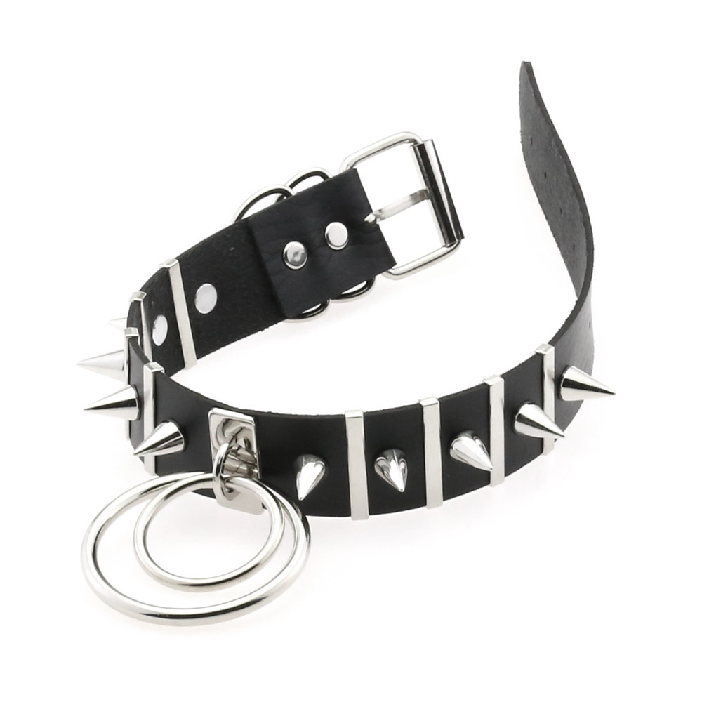 Big Spikes Choker Leather Coll - Women'S Emo Accessories ulasan dan harga